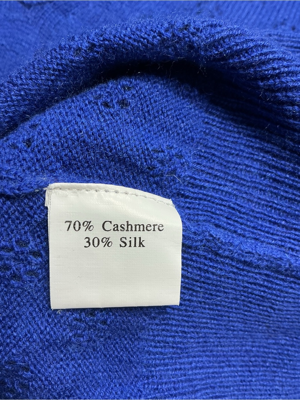 Himalaya Cashmere Blue Silk V-Neck Pointelle Knit Sweater Women's Size L - Picture 5 of 6